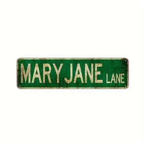 New! Metal Tin Sign (4''x16") MARY JANE LANE Hippies are Happier!